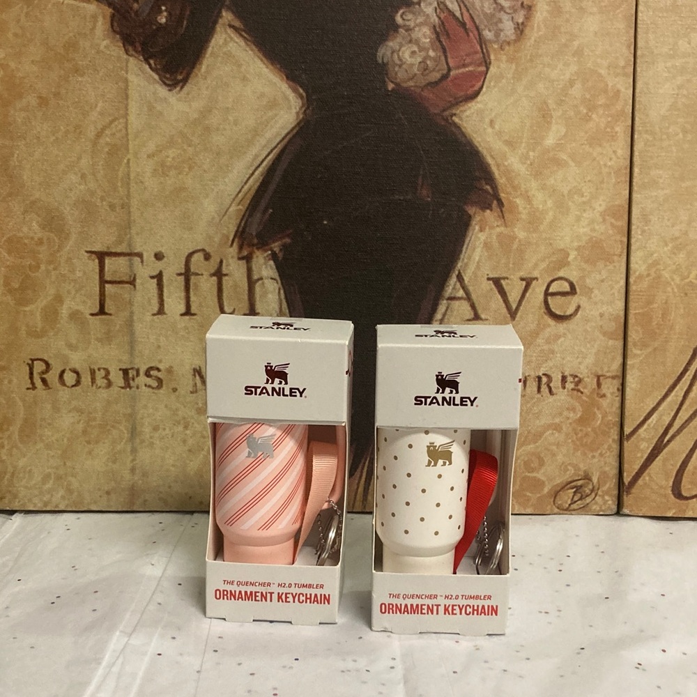 Stanley Pink and White Ornament Keychain Set